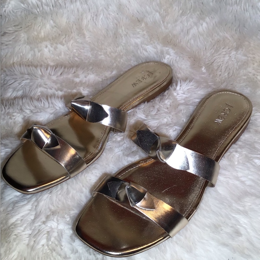 Jcrew Factory Womens Gold Knotted Bow Sandals Size 11